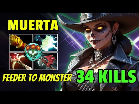 Feeder to Monster:  Muerta Epic Comeback with 34 Kills – RAMPAGE! | Dota 2 7.38c Gameplay