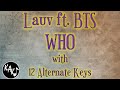 Who Karaoke - Lauv ft. BTS Instrumental Lower Higher Female Key