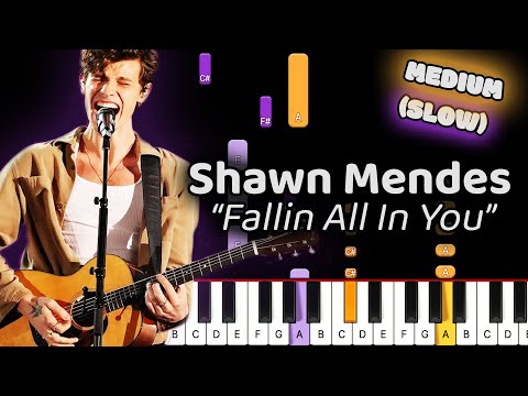 Shawn Mendes Fallin All In You Piano Tutorial! (Medium) SLOW 50% Speed