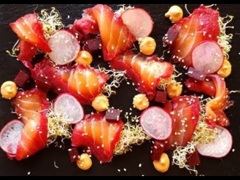 Beetroot cured salmon