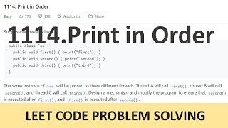 YouTube video 'Leet Code Problem Solving 1114. Print In Order (Concurrency) #thecodingconcepts'
