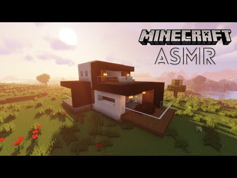 Minecraft ASMR | Building a Mini Modern House w/ Shader/Texture Mod | Ear to ear whispering + rain ☔