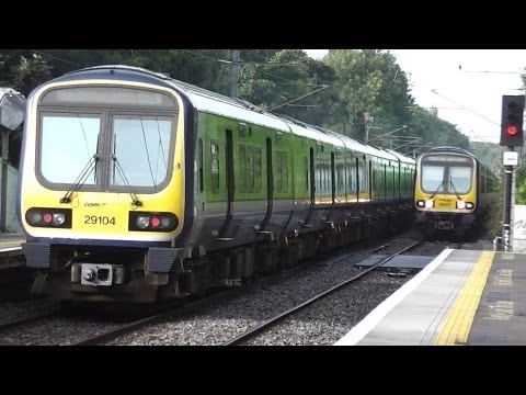 Two IE 29000 Class DMU Trains meet at Raheny Station, Dublin
