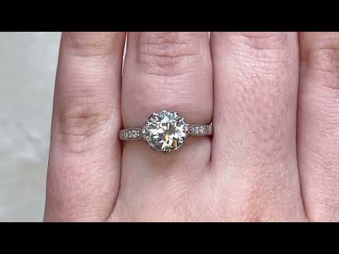 1.68ct Center Old European Cut Diamond Crown Motif Engagement Ring -Fayetteville Ring - Hand Video