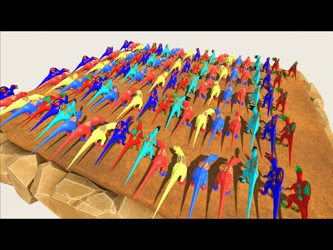 ALL COLOR CARNIVORE DINOSAURS DEATH FALL - Animal Revolt Battle Simulator