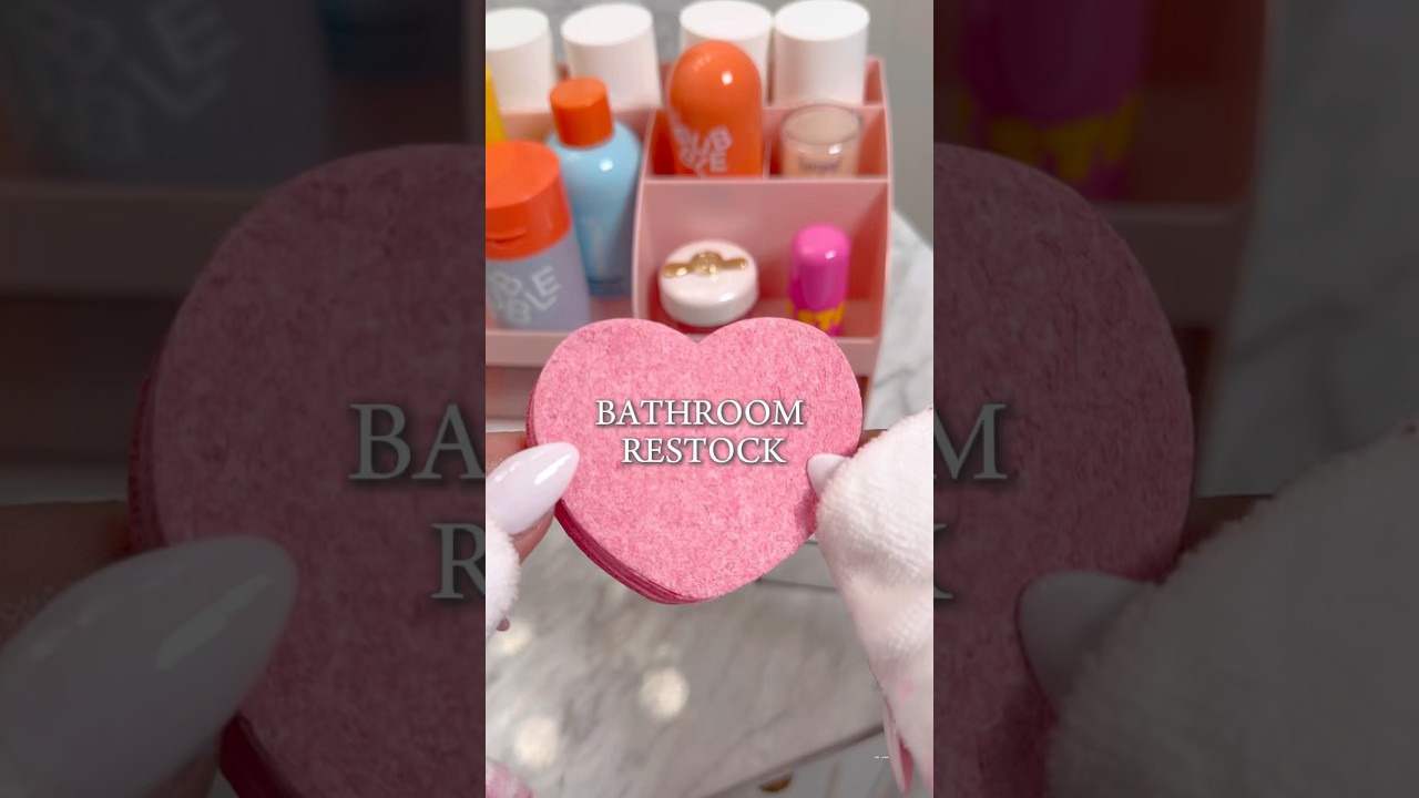 Restocking my daughter’s bathroom 🌸 #restock #bathroomdecor #asmr #momlife #asmrrestock #skincare