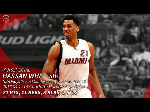 2016.04.17 EC1R G1 vs Charlotte Hornets Hassan Whiteside Highlights, 21 pts, 11 rebs, 3 blks