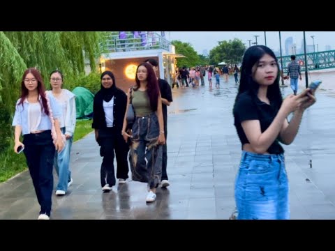 Cambodia 2024 - Heavy Rain Walking Tour 4K -  Relaxing Walk in Phnom Penh - Khmer Real Life