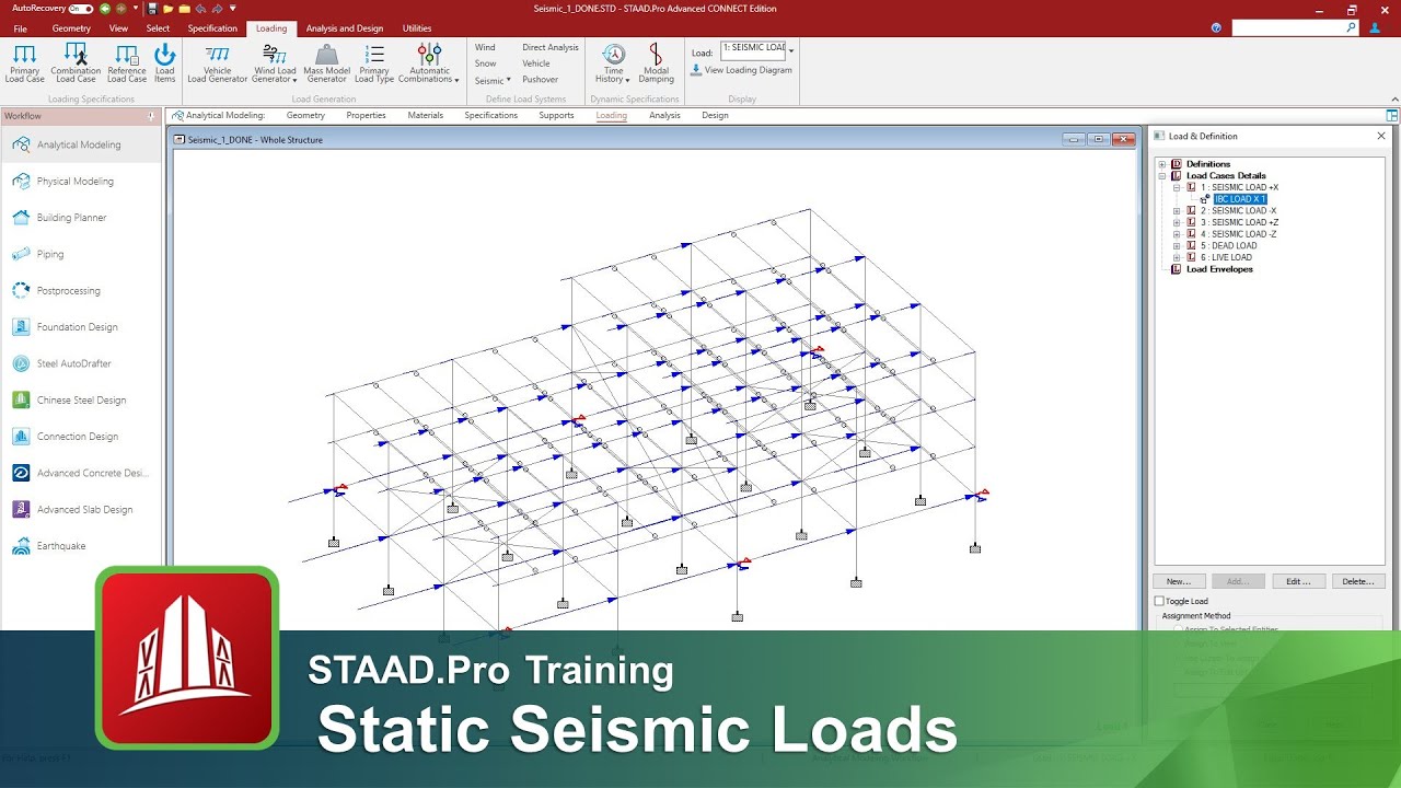 Generating Static Seismic Loads in STAAD.Pro