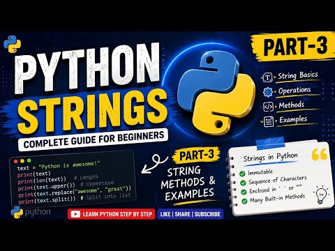 Python Strings Part 3 Pythonstringmethodspythonprogrammingpythontutorialpythonforbeginnersai