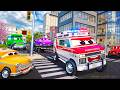 EPIC Flood Rescue Ambulance Police Fire Trucks Save City Cars