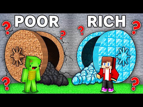 JJ and Mikey : POOR vs RICH Secret Bunker Battle in Minecraft ! (Maizen)