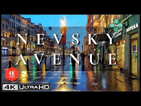 ⁴ᴷ 2022 St Petersburg Nevsky Avenue Walking Tour. City Sounds