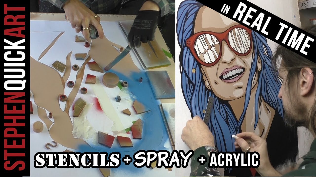 STENCIL &  SPRAY PAINT Painting | Real Time | You are not Alone