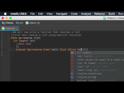 Writing a function that reverses a list in Clojure. Introduction to functional programming.