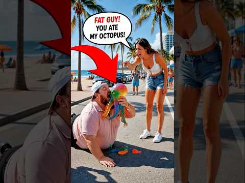 🐙 THE FAT GUY ATE MY GIANT GUMMY OCTOPUS! (Gone wrong)