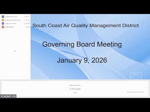 South Coast AQMD Governing Board Meeting - January 9, 2026