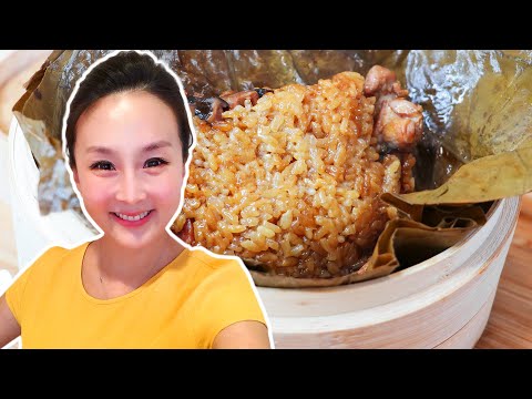 Chicken Sticky Rice in Lotus Leaf (Dim Sum Recipe) CiCi Li, Asian Home Cooking