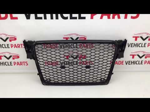 Fits Audi A4 S4 Sport 2008-2012 Front Main Grille Gloss Black Honeycomb Sport Badgeless video