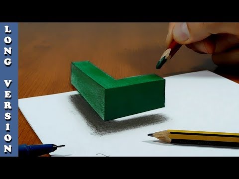 Try to do 3D Trick Art on Paper, floating letter L, Long Version