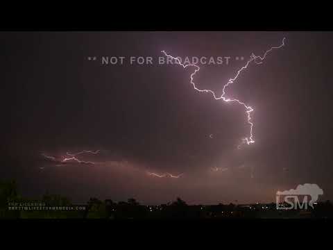 05-02-2022 Norman, Oklahoma Severe Storm sunset over OU Campus-Slow Mo Lightning-Drone Timelapse