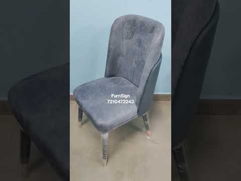 Grey teak wood fine dining chair without armrest