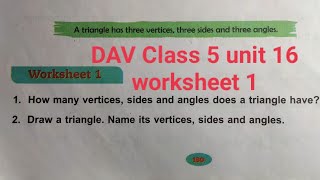 Math class 5 unit 16 worksheet 1 dav public school ।। DAV Class 5 unit 16 worksheet 1।। Triangle