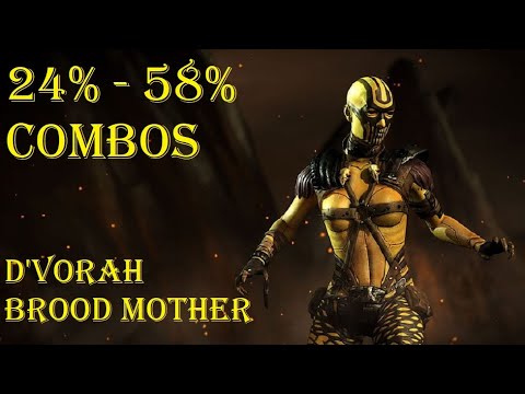 Mortal Kombat X - D'Vorah (Brood Mother) Combos 24% - 58% With setups