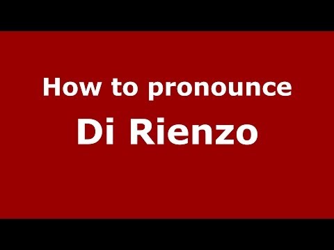 How to pronounce Di Rienzo (Italian/Italy) - PronounceNames.com