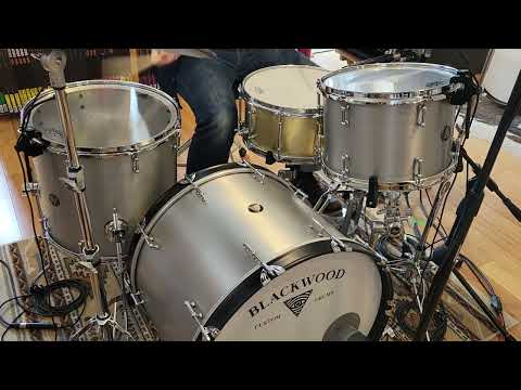 (SOLD) Drum Kits - Blackwood Drum Co. 16x22 9x13 15x16 Seamless Aluminum Drum Kit