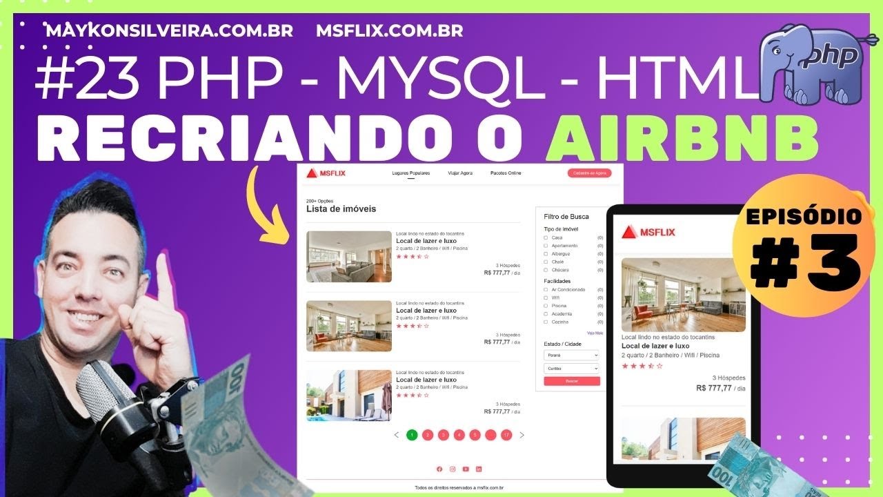 CRIANDO A PARTE DE LISTAGEM DE IMÓVEIS DO AIRBNB COM PHP E HTML E JAVASCRIPT - EPISÓDIO 3 - MSFLIX