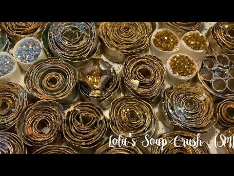 ASMR soap crushing 🪙recycled roses 🥇Silver and Gold ⭐️Starch boxes with glitter🥈