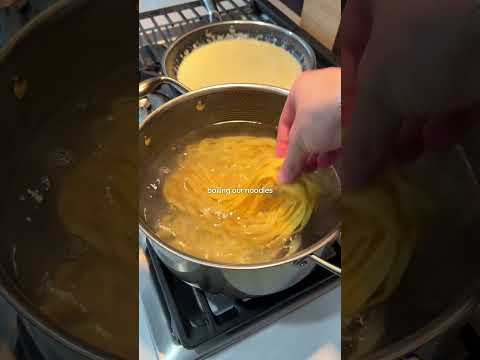 Making pasta in a cheese wheel
