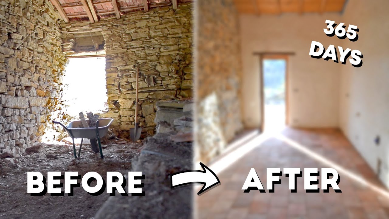 Couple Renovating Abandoned Stone House in Italy (One Year in 45 minutes)