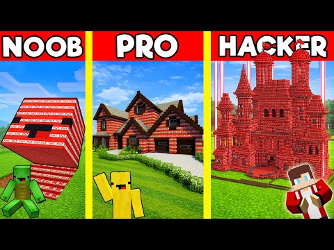 TNT HOUSE Build Battle In Minecraft - NOOB VS PRO CHALLENGE - Maizen Mizen Mazien Parody