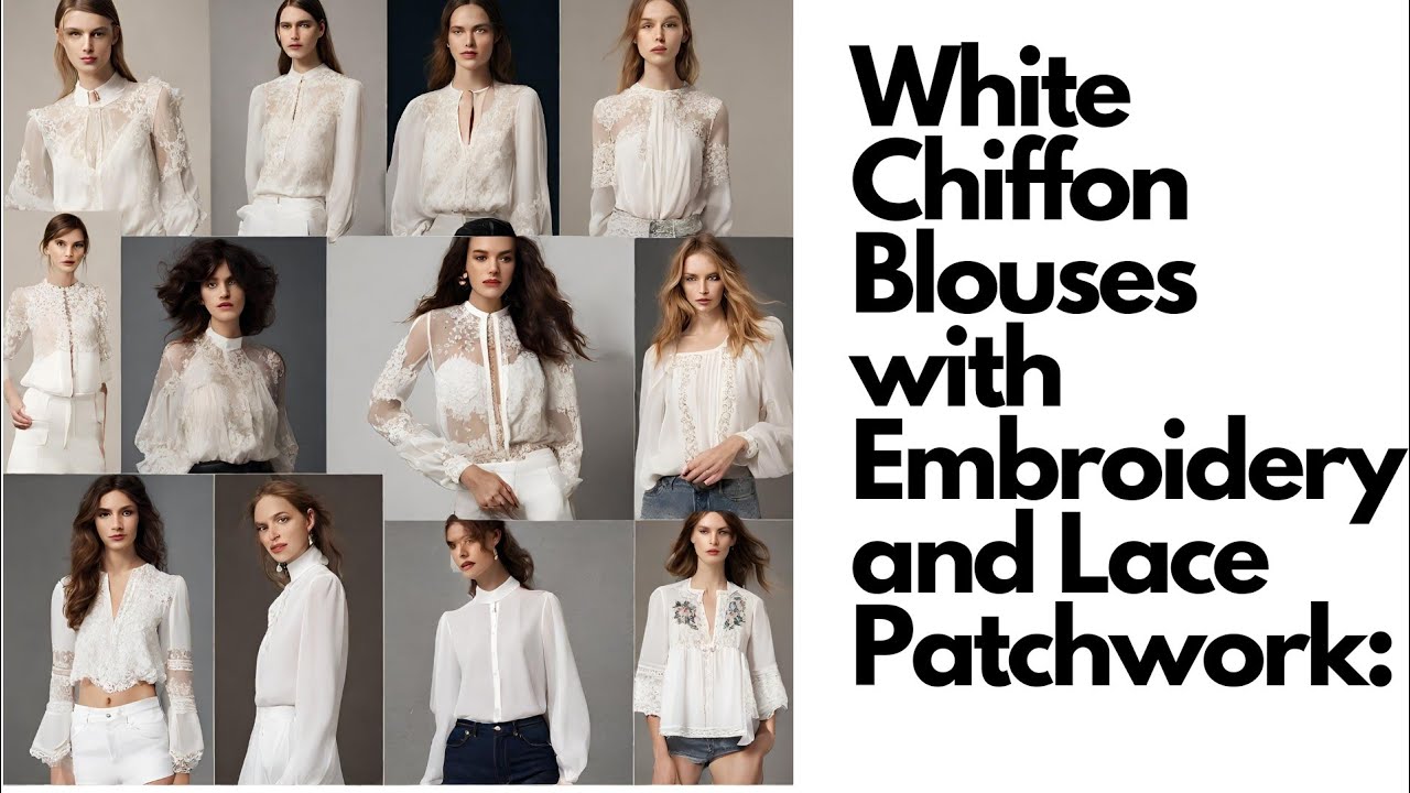 White Chiffon Blouses with Embroidery and Lace Patchwork: A Workwear Trend You Need to Try 2023-24