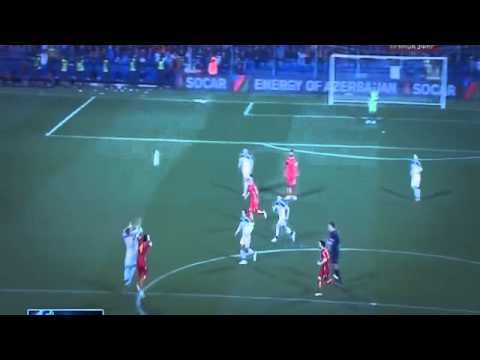 Russian 'keeper Igor Akinfeev was hit with a flare during a Euro 2016 qualifier