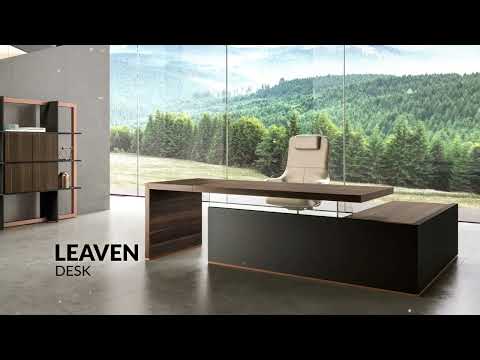 Bureau de direction intemporel et élégant - BOLD58 avec plateau épais et support en verre_4