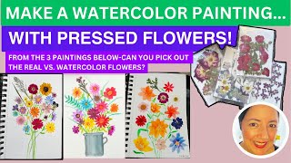 Make a watercolor painting with Pressed Flowers