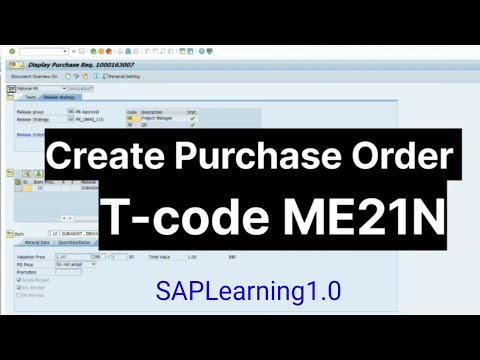 How to create SAP purchase order| Tcode Me21N