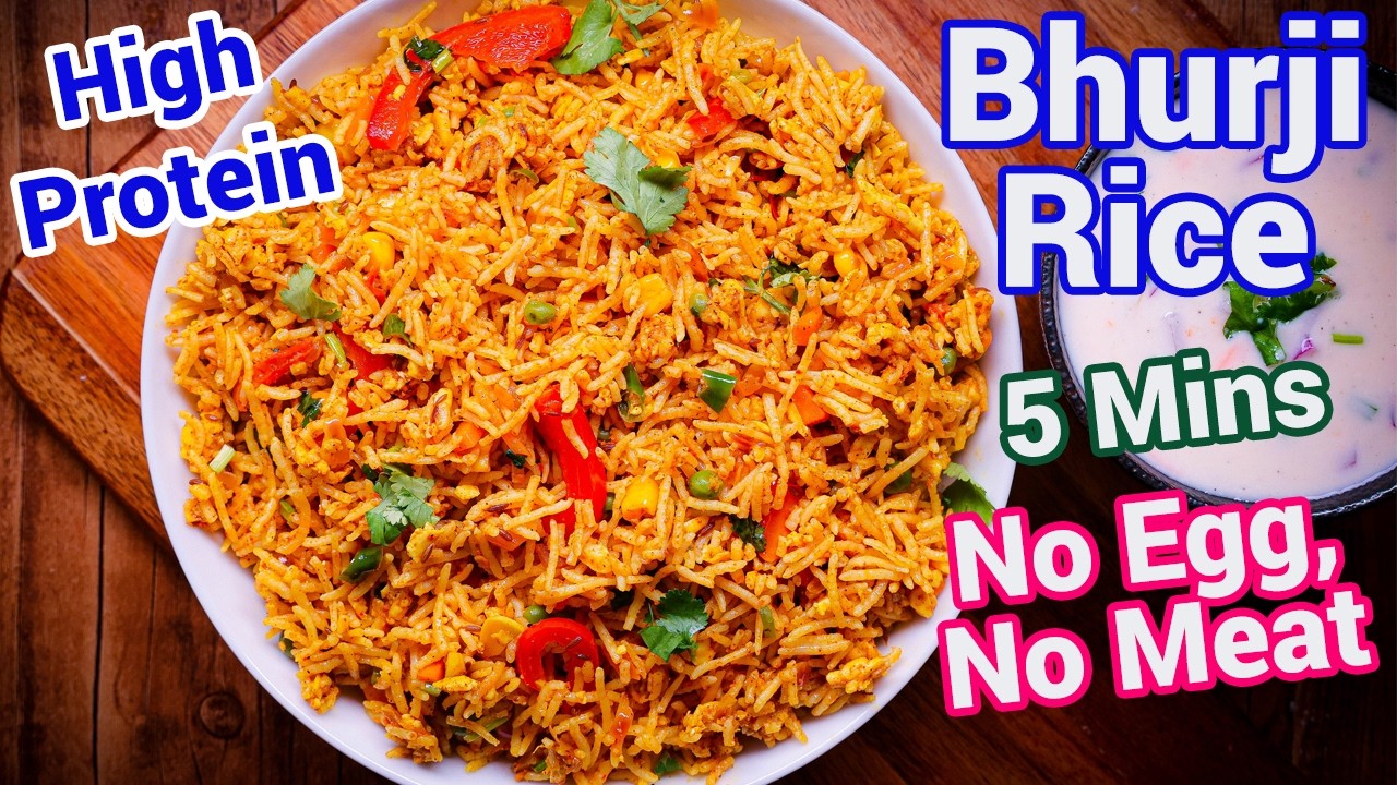 No Egg Bhurji Fried Rice with Paneer - Quick Lunch Box Idea Just 5 Mins | High Protein Veg Lunch Box