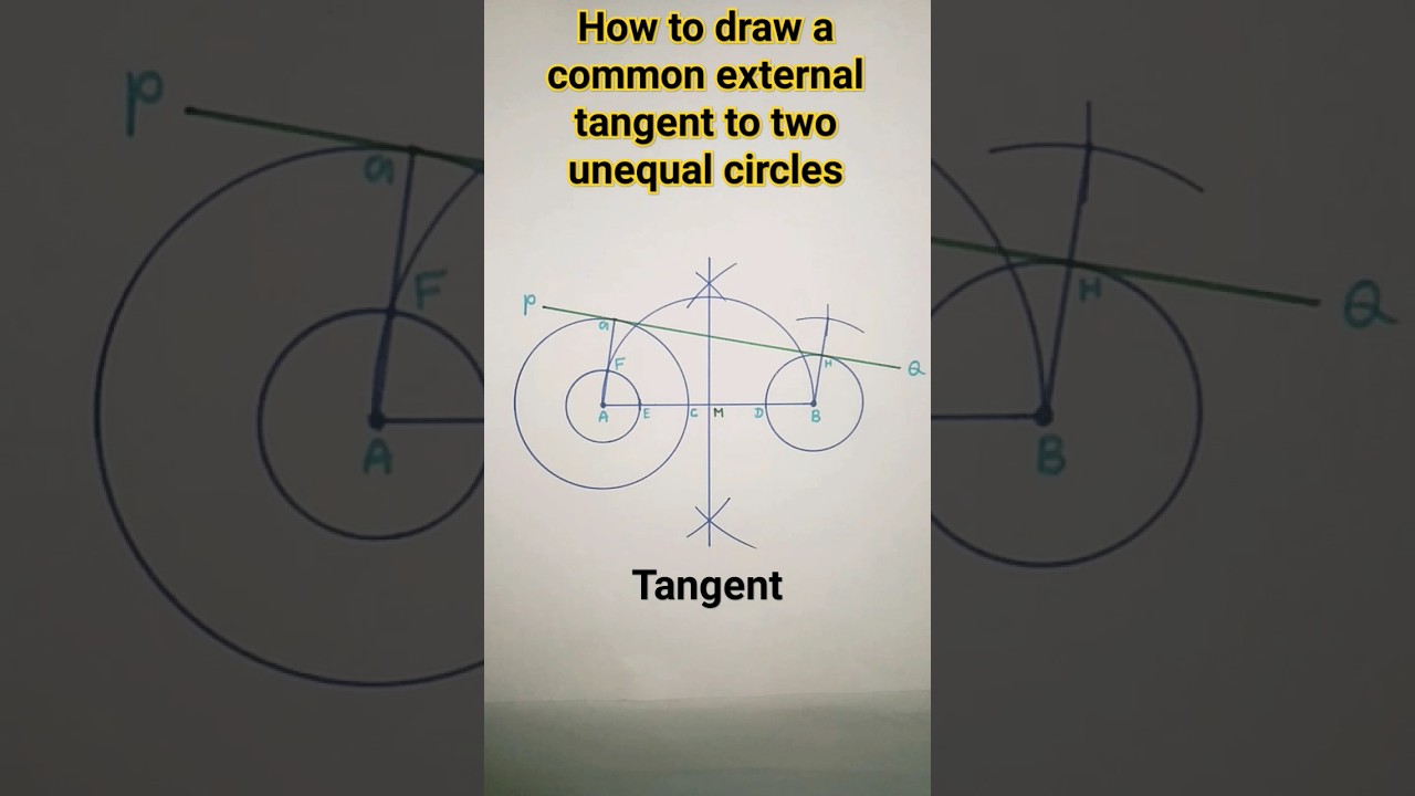 how to draw a common external tangent to two unequal circles#shorts#ytshorts#viral#tangent#easy