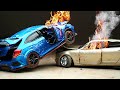 Crash Test Of Honda Civic VS Bentley Slow Motion Crash Testing