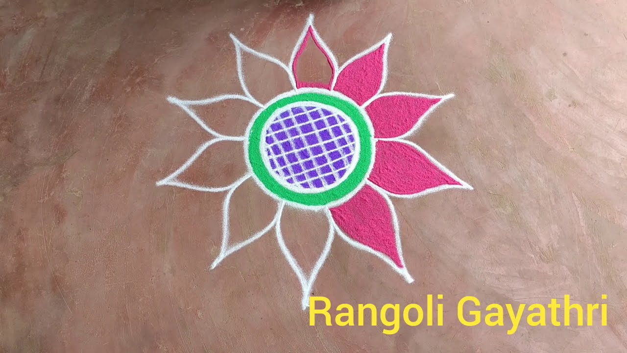 big flower rangoli design for festival by gayathriewrertt