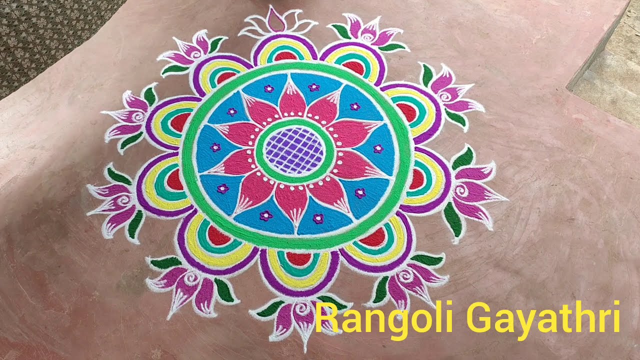 big flower rangoli design for festival by gayathriewrertt