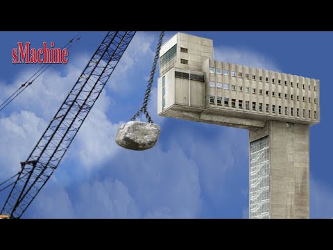 Building Gets Demolished By Crane Wrecking Ball, Amazing Fastest Construction Demolition Skill