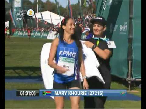 Another South African Mary Khourie crosses the line to take 3rd place. Well done! #TwoOceans2017