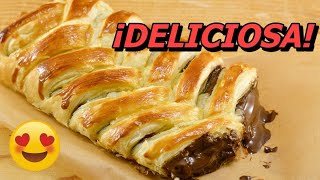 TRENZA DE HOJALDRE CON CHOCOLATE, FÁCIL Y RÁPIDA: paso a paso