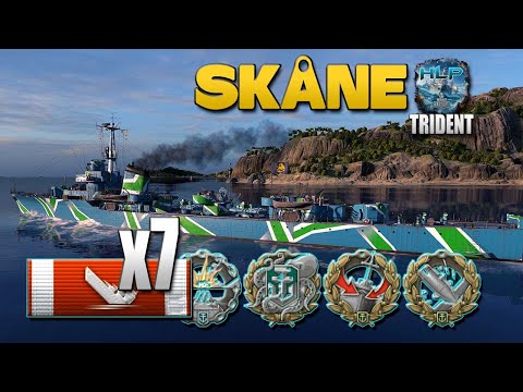 Destroyer Skåne on map Trident - World of Warships
