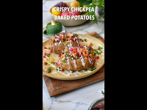 Crispy Chickpea Loaded Baked Potatoes